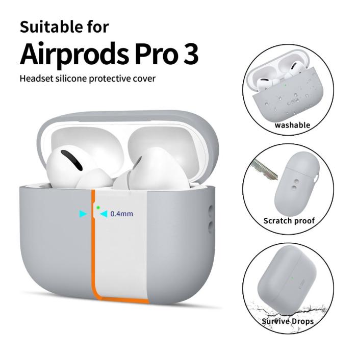 Bild 4, Tech-Protect Tech-Protect AirPods Pro 3 Skal Silicone Crayon Grey
