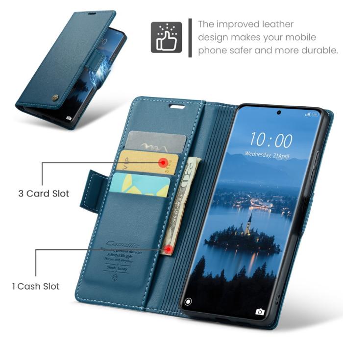 Bild 6, CASEME CASEME Redmi Note 14 Pro/Pro Plus 5G Fodral RFID Läder Blå