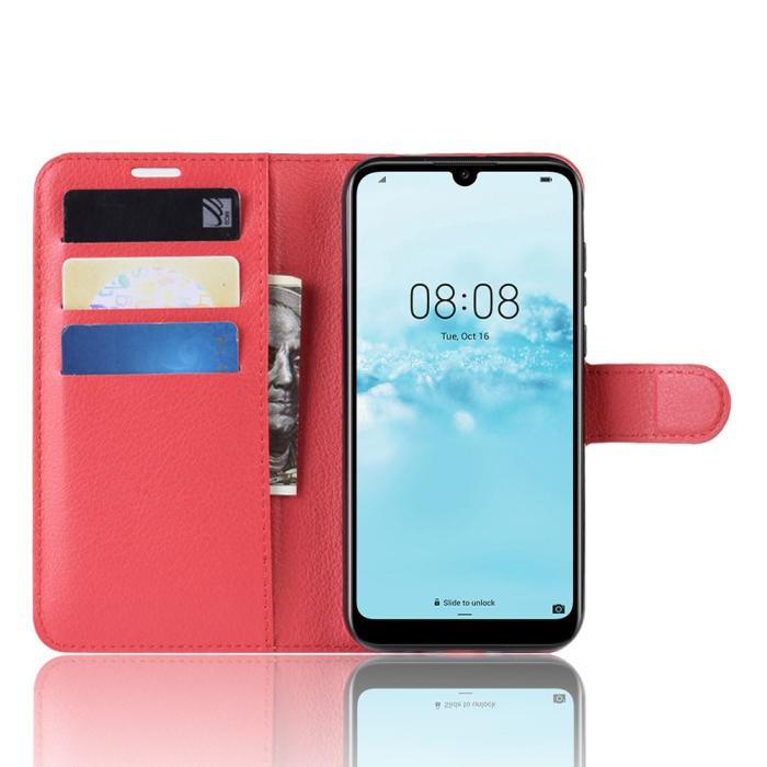 Bild 5,  Huawei Y5 (2019) - Litchi Plånboksfodral - Röd