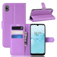  Huawei Y5 (2019) - Litchi Pl&aring;nboksfodral - Lila