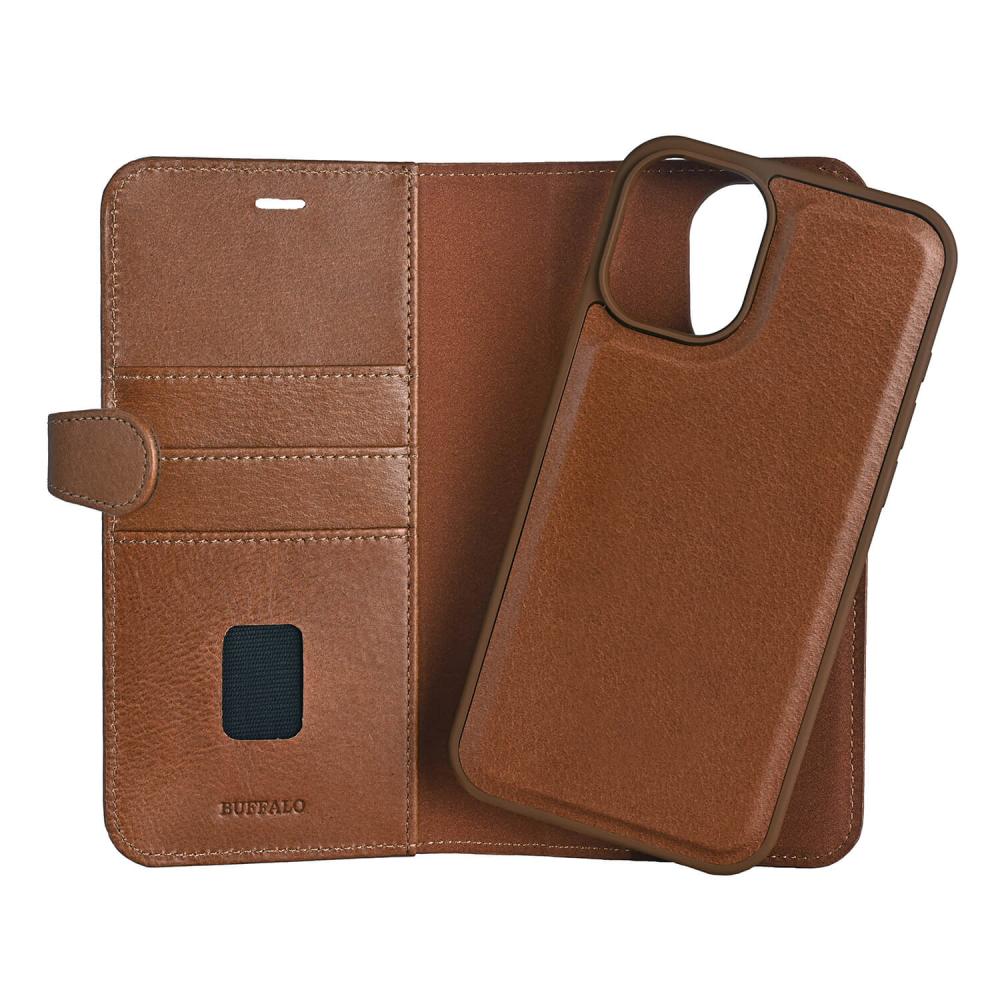 Buffalo Buffalo iPhone 16 Plus Fodral MagSafe 2in1 Äkta Läder Brun