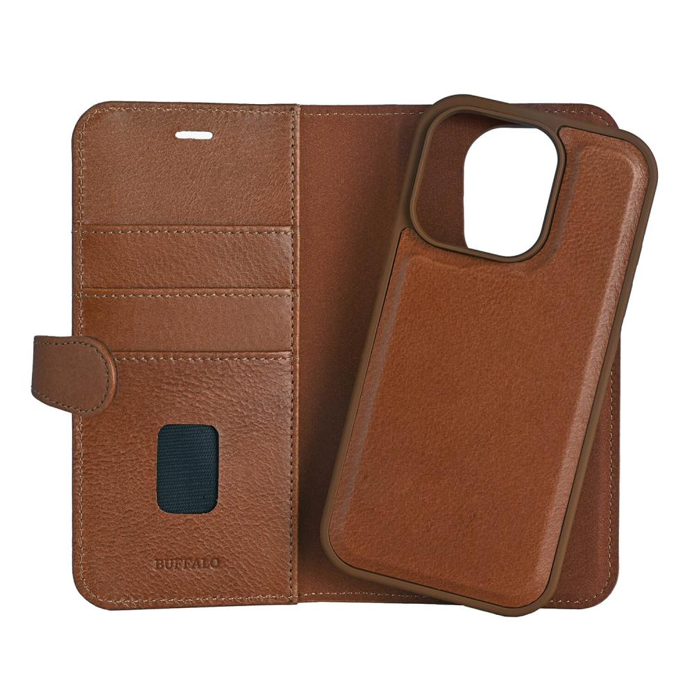 Buffalo Buffalo iPhone 16 Pro Fodral MagSafe 2in1 Äkta Läder Brun