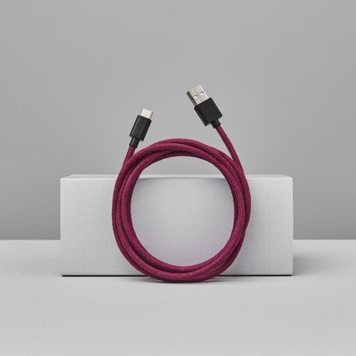 Bild 4, Smartline Smartline 2m 3A USB-C Fuzzy Laddningskabel Lila