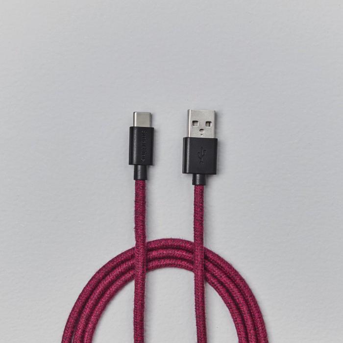 Bild 5, Smartline Smartline 2m 3A USB-C Fuzzy Laddningskabel Lila