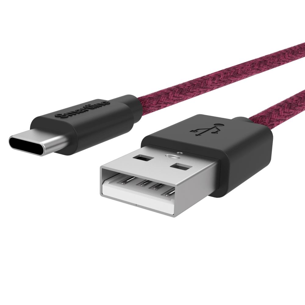 Smartline Smartline 2m 3A USB-C Fuzzy Laddningskabel Lila