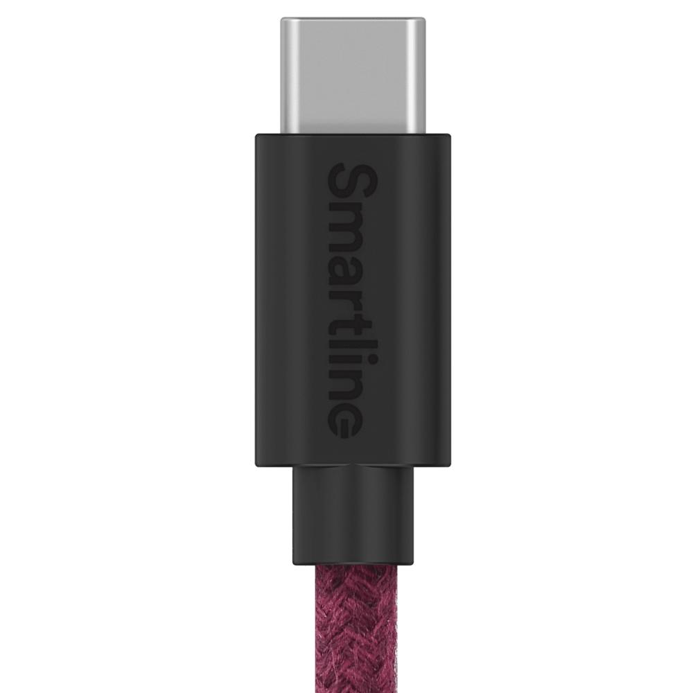 Smartline Smartline 2m 3A USB-C Fuzzy Laddningskabel Lila