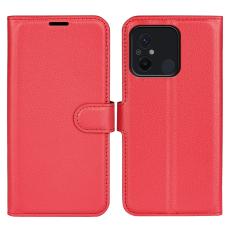  Xiaomi Redmi 12C 4G Fodral Litchi L&auml;der R&ouml;d