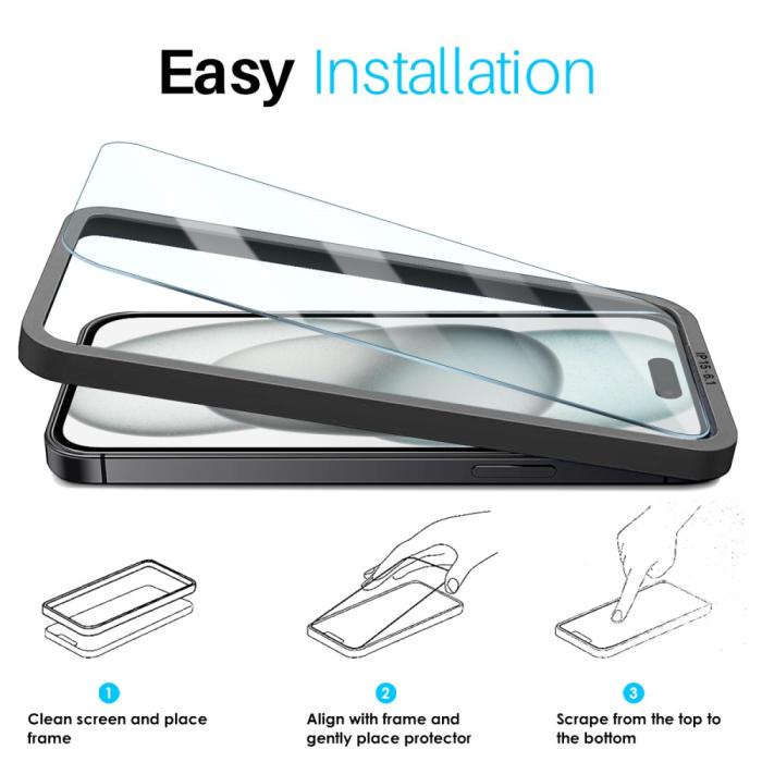 Bild 3, NORTHJO NORTHJO iPhone 15 Skärmskydd 2-PACK Härdat Glas