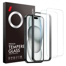 NORTHJO NORTHJO iPhone 15 Sk&auml;rmskydd 2-PACK H&auml;rdat Glas