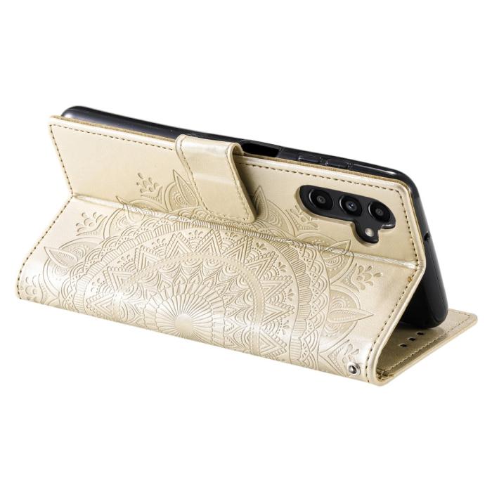 Bild 4,  Samsung Galaxy A35 5G Fodral Mandala Läder Guld