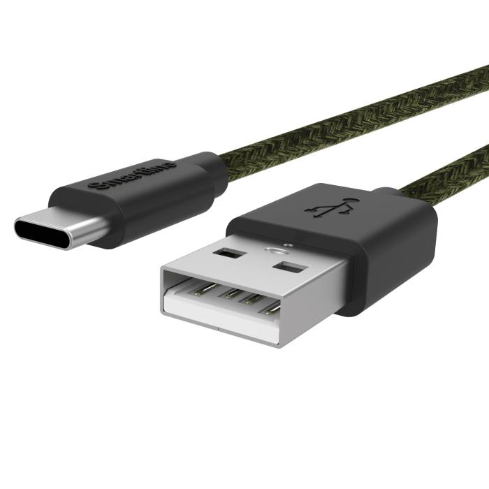Bild 2, Smartline Smartline 2m 3A USB-C Fuzzy Laddningskabel Grön