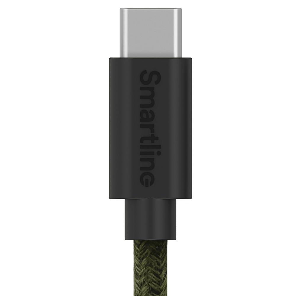 Smartline Smartline 2m 3A USB-C Fuzzy Laddningskabel Grön