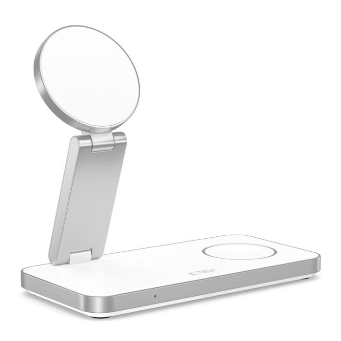 Bild 4, Tech-Protect Tech-Protect 15W Qi Trådlös 3in1 Magnetisk MagSafe Laddare Vit