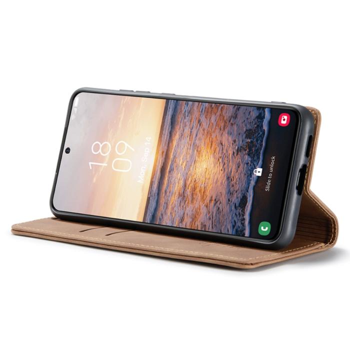 Bild 3, CASEME CASEME Galaxy S24 Fodral Flip Retro Läder Brun