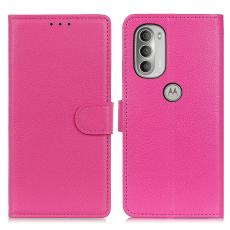  Motorola Moto G51 Fodral Litchi Textur Rosa