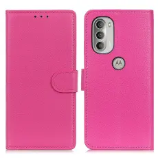  Motorola Moto G51 Fodral Litchi Textur Rosa