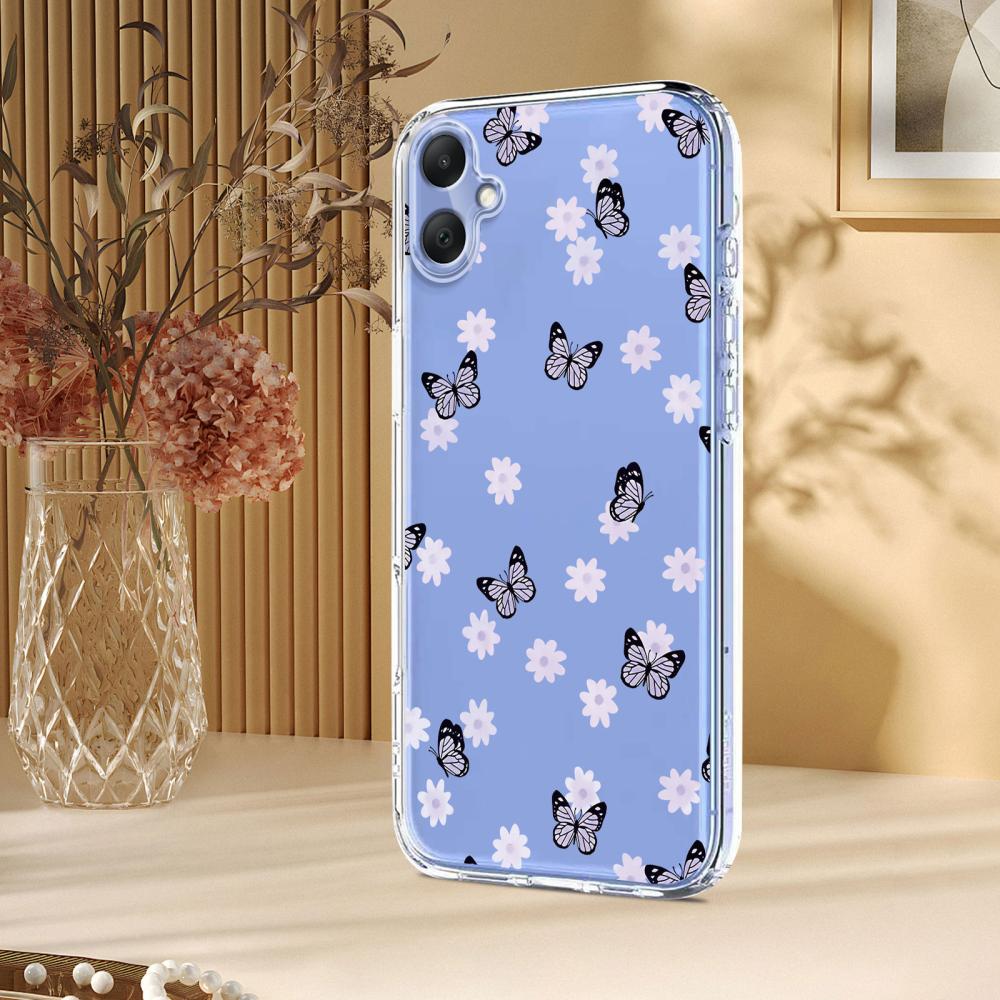  Samsung Galaxy A07 4G Skal Med Tryck Fjärilar / Blommor