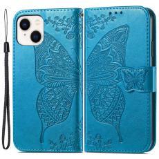  iPhone 15 Plus Fodral Med Fj&auml;ril Tryck Bl&aring;