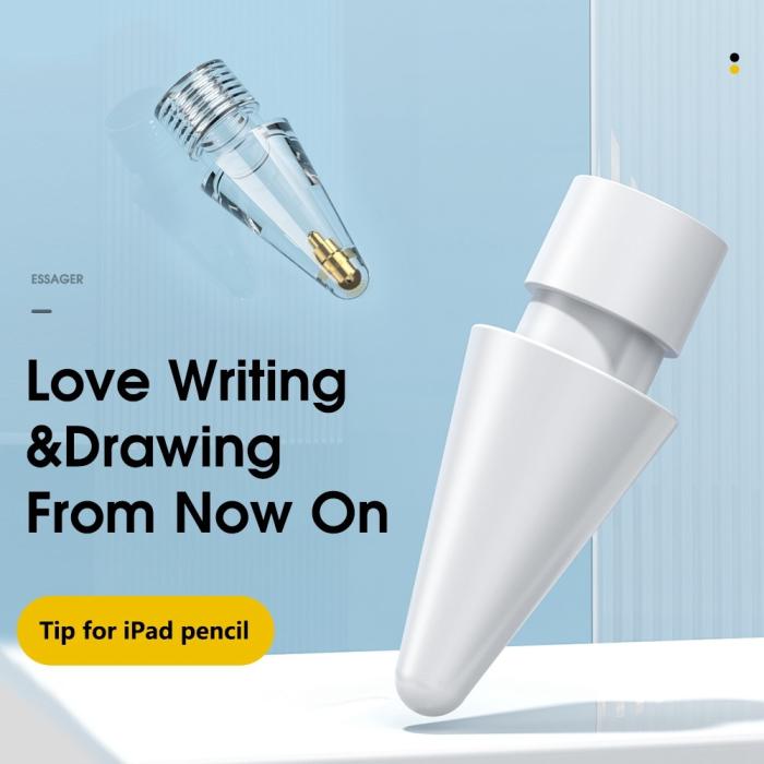 Bild 5, ESSAGER ESSAGER 6-PACK Ersättning Pennspets Apple Pen 1/2/Pro Vit/Transparent