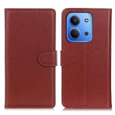  Xiaomi Redmi 15C Fodral Litchi L&auml;der Brun