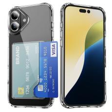  iPhone 16 Skal Med Kortfack Shockproof TPU Transparent
