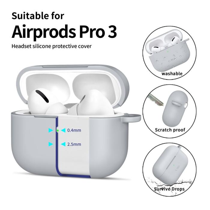 Bild 4, Tech-Protect Tech-Protect AirPods Pro 3 Skal Silikon Hook Crayon Grey