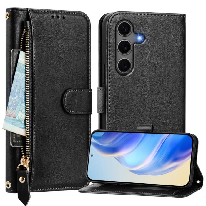 Bild 2,  Samsung Galaxy S25 Plus Fodral Multifunktionell Läder Svart