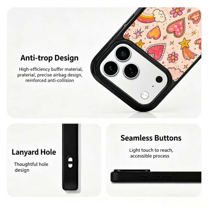 Bild 3,  iPhone 18 Pro Max/17 Pro Max Skal MagSafe UV-Mönster Hjärtan