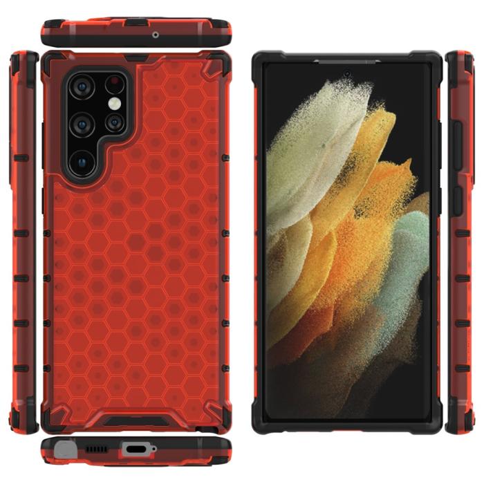 Bild 5,  Samsung Galaxy S22 Ultra Skal Armor Honeycomb Röd