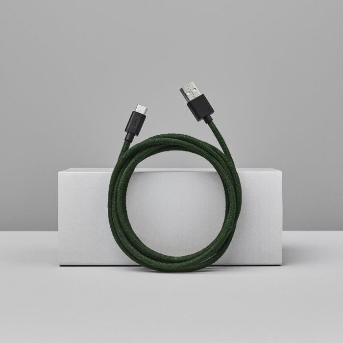 Bild 4, Smartline Smartline 2m 3A USB-C Fuzzy Laddningskabel Grön