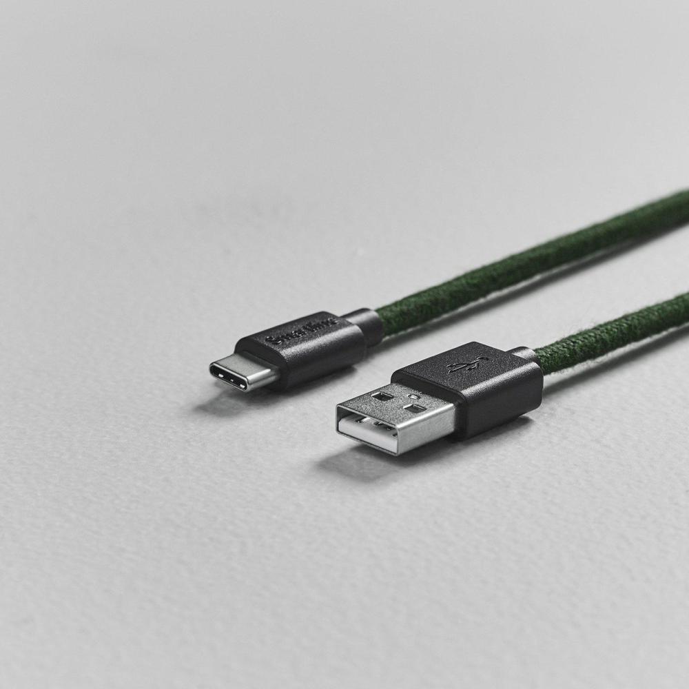 Smartline Smartline 2m 3A USB-C Fuzzy Laddningskabel Grön