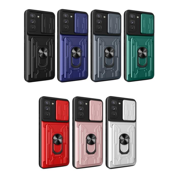 Bild 2,  Samsung Galaxy S21 FE Skal Camshield Hybrid Ring Grå