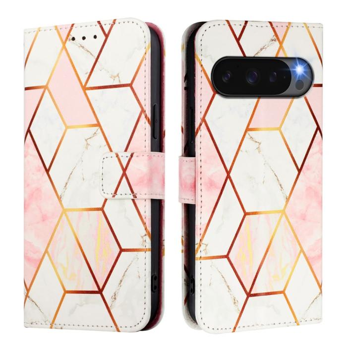 Bild 2,  Google Pixel 10/10 Pro / 9/9 Pro Fodral Marmor Rosa / Vit