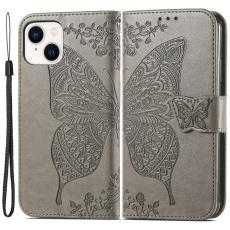 iPhone 15 Plus Fodral Med Fj&auml;ril Tryck Gr&aring;