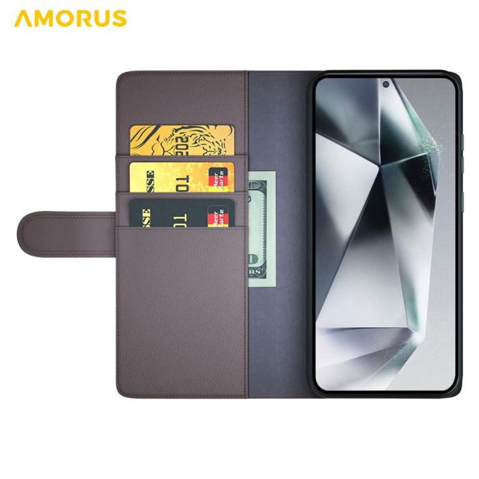 Bild 2, AMORUS AMORUS Samsung Galaxy S26 Ultra Fodral Äkta Läder Brun