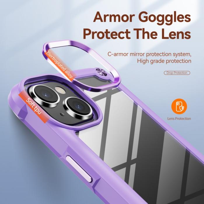 Bild 6,  iPhone 15 Plus Skal Shockproof Hybrid Armor Lila