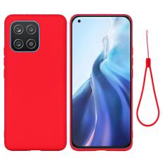  Samsung Galaxy A03 Skal Liquid Silikon Med Strap R&ouml;d