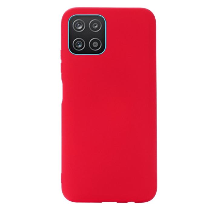 Bild 2,  Samsung Galaxy A03 Skal Liquid Silikon Med Strap Röd