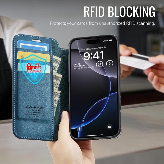 Bild 4, CASEME CASEME iPhone 16 Pro Skal RFID Plånbok Blå