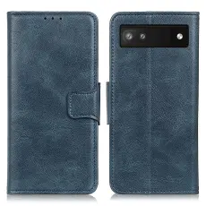  Google Pixel 6A Fodral Crazy Horse L&auml;der Bl&aring;
