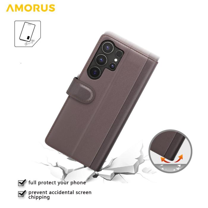 Bild 4, AMORUS AMORUS Samsung Galaxy S26 Ultra Fodral Äkta Läder Brun