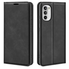 Motorola Moto G52/G82 Fodral Flip Retro L&auml;der Svart