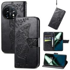  OnePlus 11 5G Fodral Butterfly L&auml;der Svart