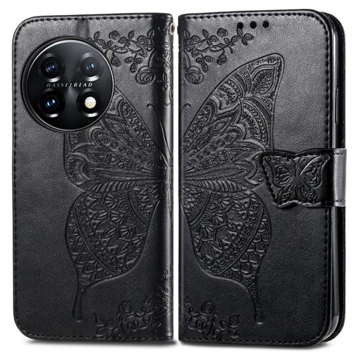 Bild 2,  OnePlus 11 5G Fodral Butterfly Läder Svart