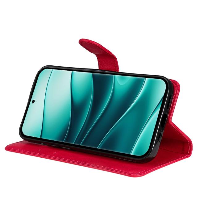 Bild 3,  Xiaomi Redmi Note 14 Pro/Pro Plus 5G Fodral Solid Läder Röd