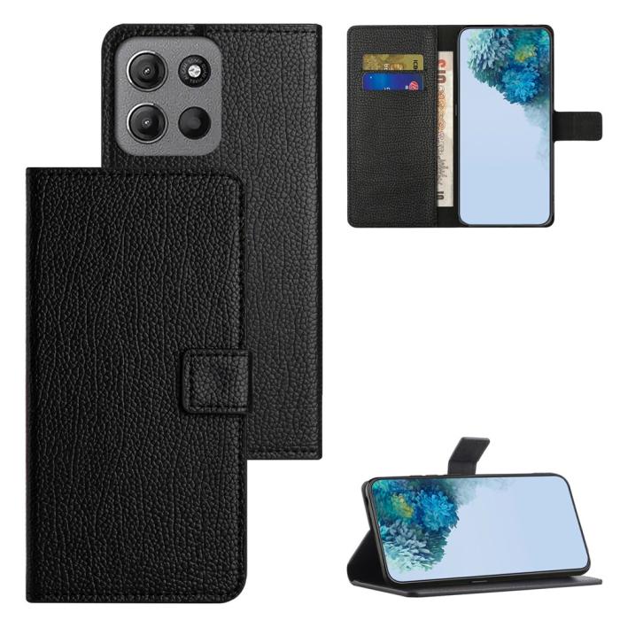 Bild 4,  Motorola Moto G86 Power/G86 5G Fodral Litchi Läder Svart