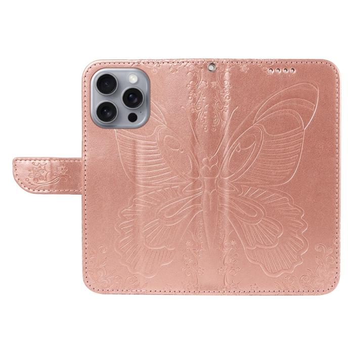Bild 2,  iPhone 16 Pro Max Fodral Fjäril Tryck Roséguld