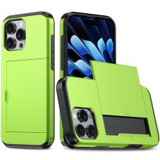  iPhone 16 Pro Skal Med Kortfack Hybrid Gr&ouml;n