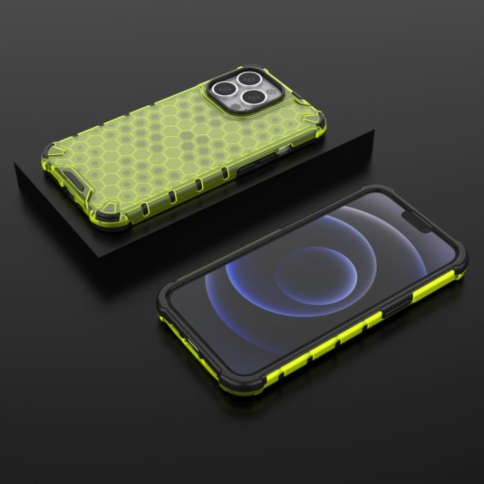 Bild 3,  iPhone 14 Skal Shockproof Honeycomb Hybrid Grön