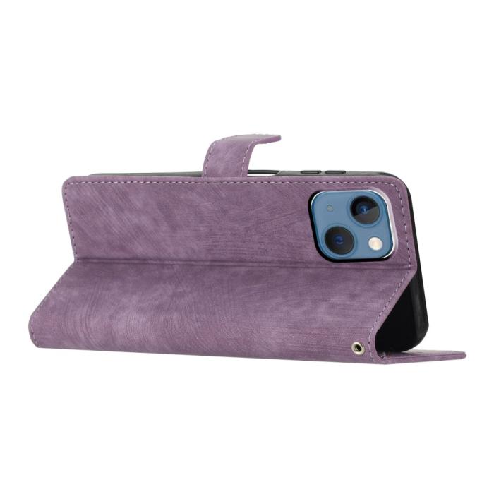 Bild 2,  iPhone 15 Plus Fodral Skin Touch Läder Lila